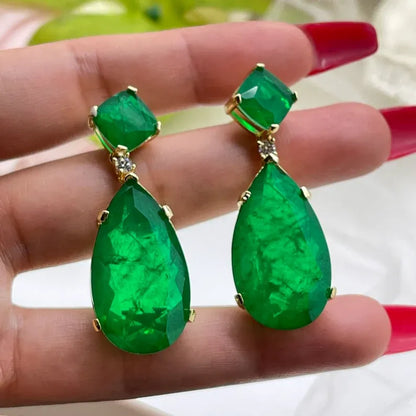 Angelina Jolie Inspired, Celebrity Hollywood Star, 100% Natural Vibrant Green Emerald Earrings, 18K Yellow Gold Vermeil, Emerald Jewels