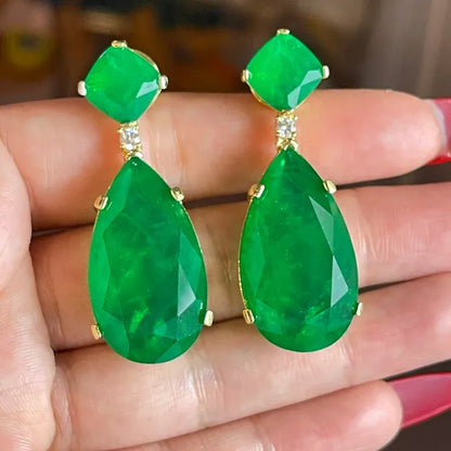 Angelina Jolie Inspired, Celebrity Hollywood Star, 100% Natural Vibrant Green Emerald Earrings, 18K Yellow Gold Vermeil, Emerald Jewels