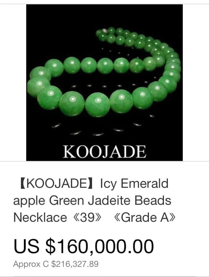 Icy Emerald Imperial Natural Apple Green Jade Beaded Necklace, Miss Jadeite, Handmade Necklace, Beaded, Limited Edition