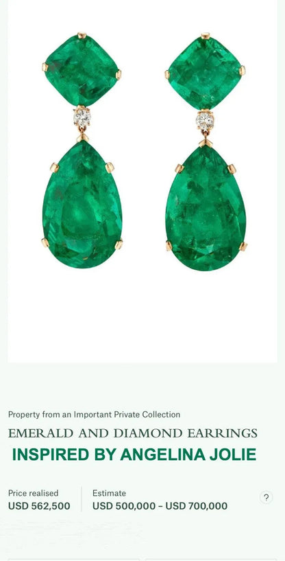 Celebrity Angelina Jolie Inspired, Famous Hollywood Star 100% Natural Vibrant Green Emerald Earrings 18K Yellow Gold Vermeil, Emerald Jewels