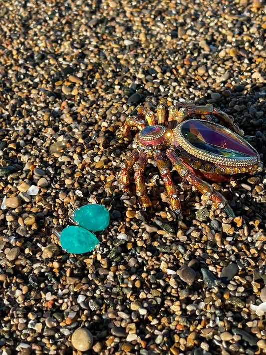 Exotic Neon Green Colombian Emerald Top Quality Double Gemstone Ring, with Amazing Neon Color and Natural Glow, Large Cocktail Ring, 925 SS