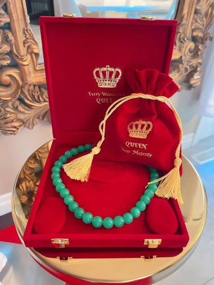 Queen’s Imperial Natural Burmese Jade Bead Necklace, Handcrafted Masterpiece, Apple Green Ice Jadeite Emerald Necklace, Miss Jadeite Grade A