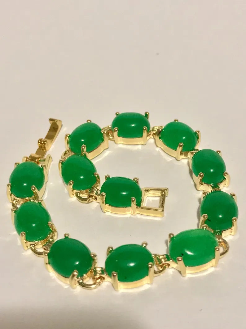 Imperial Jade Bracelet, Stunning Royale Jadeite Emerald Bracelet, Rare Golden Edition