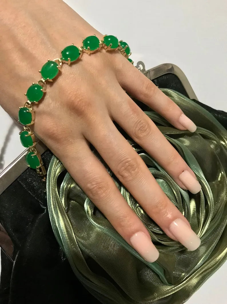 Imperial Jade Bracelet, Stunning Royale Jadeite Emerald Bracelet, Rare Golden Edition