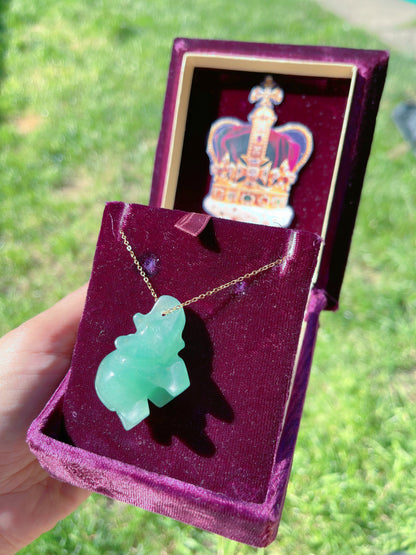 Imperial Jadeite, Natural Jade Elephant Necklace, Queen Elephant Charm Pendant